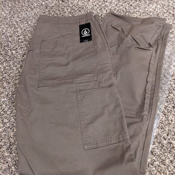 VOLCOM Mens Tustin Utility Flat Front Pant [NEW] NWT - Brown Chino Skate Pants - Picture 4 of 5
